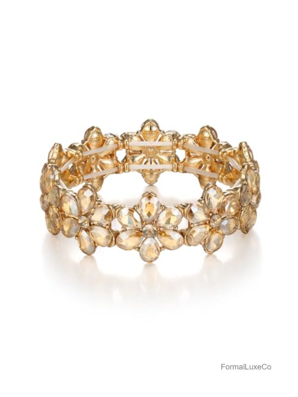 Flower Crystal Elastic Stretch Bracelet Women Wedding Bridal Teardrop